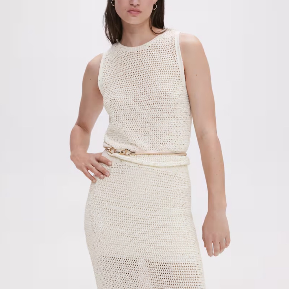 Knit Shell Top And Matching Midi Skirt Set - image 2